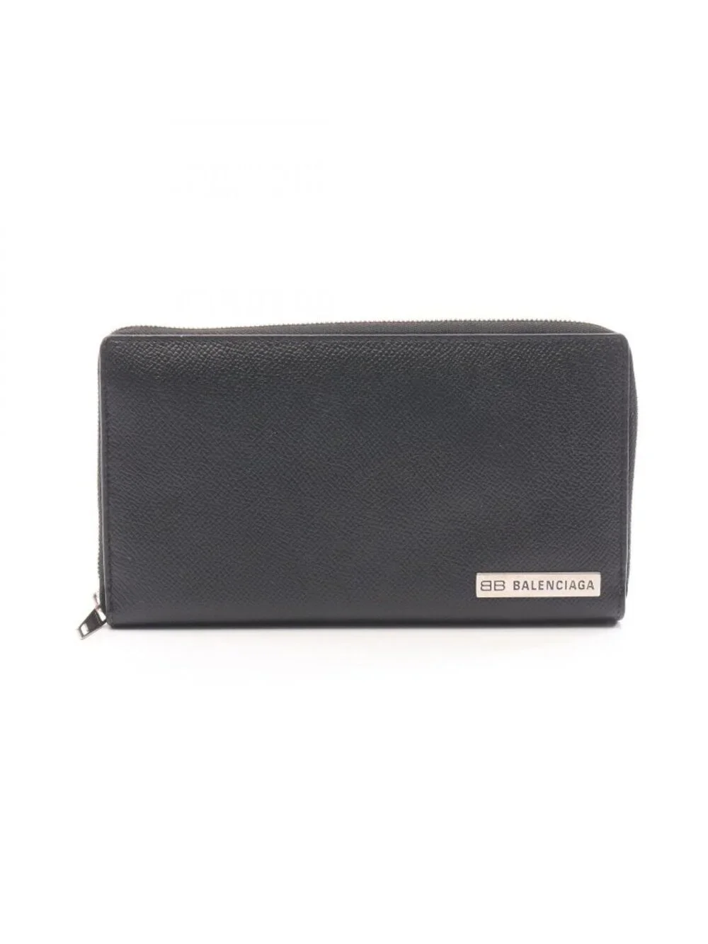Balenciaga Round Length Wallet Black Leather
